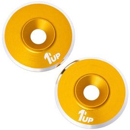 1UP Racing - 7075 LowPro Wing Washers, M3, Gold Shine, 2pcs - Hobby Recreation Products