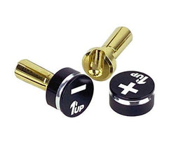 1UP Racing - LowPro Bullet Plugs & Grips - 4mm - Balck/Black - Hobby Recreation Products