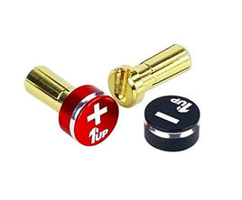 1UP Racing - LowPro Bullet Plugs & Grips - 5mm - Black/Red - Hobby Recreation Products