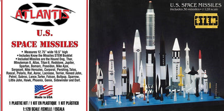 Atlantis Models - 1/128 Scale U.S. Space Missiles Plastic Model Kit (36 Missiles) - Hobby Recreation Products
