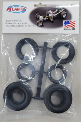 Atlantis Models - 1/16 Funny Car Tire set bagged with punched header card - Hobby Recreation Products