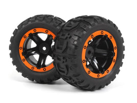 BlackZon - Slyder MT Wheels/Tires Assembled (Black/Orange) - Hobby Recreation Products