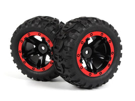 BlackZon - Slyder MT Wheels/Tires Assembled (Black/Red) - Hobby Recreation Products