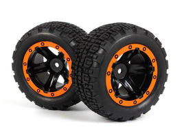 BlackZon - Slyder ST Wheels/Tires Assembled (Black/Orange) - Hobby Recreation Products