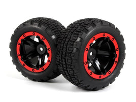BlackZon - Slyder ST Wheels/Tires Assembled (Black/Red) - Hobby Recreation Products