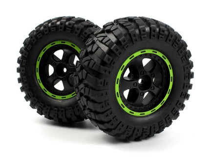 BlackZon - Smyter Desert Wheels/Tires Assembled (Black/Green) - Hobby Recreation Products