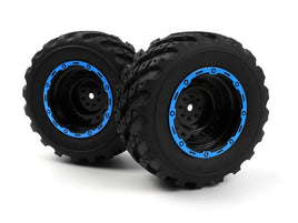 BlackZon - Smyter MT Wheels/Tires Assembled (Black/Blue) - Hobby Recreation Products