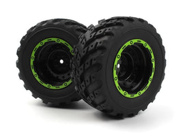 BlackZon - Smyter MT Wheels/Tires Assembled (Black/Green) - Hobby Recreation Products