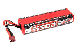 Corally - 4500mAh 7.4v 2S 50C Rounded Hardcase Sport Racing LiPo Battery with Hardwired T-Plug Connector - Hobby Recreation Products