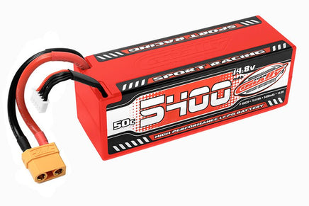 Corally - 5400mAh 14.8v 4S 50C Hardcase Sport Racing LiPo Battery with Hardwired XT90 Connector - Hobby Recreation Products