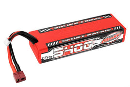 Corally - 5400mAh 7.4v 2S 50C Hardcase Sport Racing LiPo Battery with Hardwired T-Plug Connector - Hobby Recreation Products