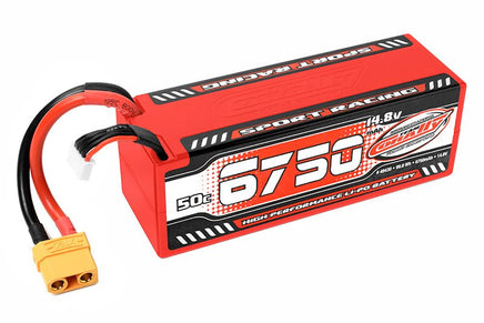 Corally - 6750mAh 14.8v 4S 50C Hardcase Sport Racing LiPo Battery with Hardwired XT90 Connector - Hobby Recreation Products