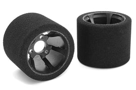 Corally - Attack Foam Tires, for 1/12 Circuit, 35 Shore Double Pink, Rear, Carbon Rims - Hobby Recreation Products
