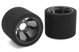 Corally - Attack Foam Tires, for 1/12 Circuit, 35 Shore Double Pink, Rear, Carbon Rims Yokomo - Hobby Recreation Products