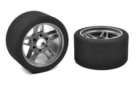 Corally - Attack Foam Tires, for 1/8 Circuit, 30 Shore, Front, Carbon Rims, 69mm - Hobby Recreation Products