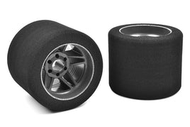 Corally - Attack Foam Tires, for 1/8 Circuit, 35 Shore, Rear, Carbon Rims, 76mm - Hobby Recreation Products