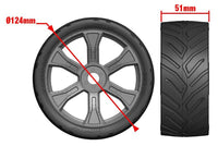 Corally - Sprint RXA, Asuga XLR Street Tires, Low Profile, Glued on Black Rims, 1 pair - Hobby Recreation Products