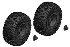 Corally - Tire and Wheel Set - Truck - Black Rims - 1 Pair: Mammoth, Moxoo, Triton - Hobby Recreation Products