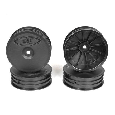 DE Racing - Slim Speedline Buggy Wheels, Front, Black, for TLR 22 3.0/4.0 (4pcs) - Hobby Recreation Products
