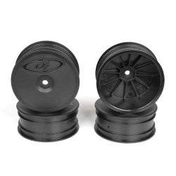 DE Racing - Speedline Buggy Wheels, Black, Front, for Associated B64/B64D and TLR 22 3.0/4.0 (4pcs) - Hobby Recreation Products