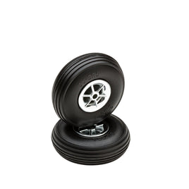 Dubro - 2-1/4" Diameter Treaded Tires on Chrome Wheels 2/pkg - Hobby Recreation Products