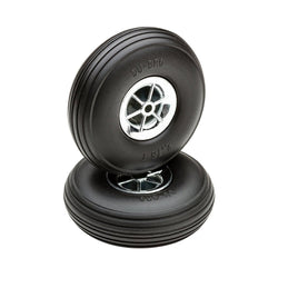 Dubro - 2-3/4" Diameter Treaded Tires on Chrome Wheels 2/pkg - Hobby Recreation Products