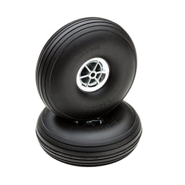 Dubro - 3-1/2" Diameter Treaded Tires on Chrome Wheels 2/pkg - Hobby Recreation Products