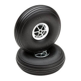 Dubro - 3-1/4" Diameter Treaded Tires on Chrome Wheels 2/pkg - Hobby Recreation Products