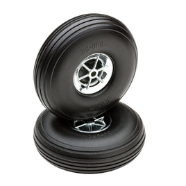 Dubro - 3" Diameter Treaded Tires on Chrome Wheels 2/pkg - Hobby Recreation Products