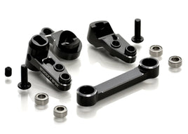 Exotek Racing - 22S HD Steering Set, Full Bearing Style, 7075 Black and Silver - Hobby Recreation Products