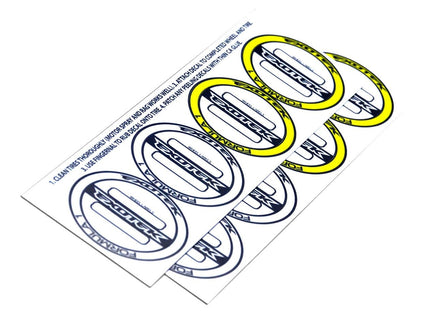 Exotek Racing - F1 Tire Stripe Decal Set, for 1/10 F1 Tires, 4 White & 4 Yellow - Hobby Recreation Products