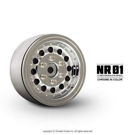 Gmade - 1.9 NR01 Beadlock Wheels (Chrome) (2) - Hobby Recreation Products