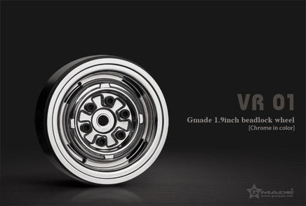 Gmade - 1.9 VR01 Beadlock Wheels (Chrome) (2) - Hobby Recreation Products