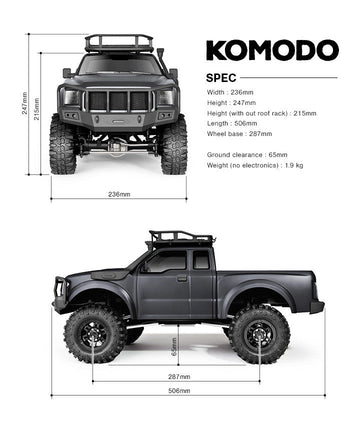 Gmade - KOMODO RTR, 1/10 Scale 4WD Off-Road Adventure Vehicle, Assembled W/ 2.4 Radio System, ESC & Motor - Hobby Recreation Products