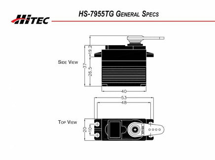 Hitec - HS-7955TG High Torque, Titanium Gear, Coreless Ultra Preminum Servo .15sec/333oz @ 6.0v - Hobby Recreation Products