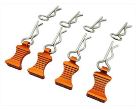 Hot Racing - 1/10 Orange Aluminum EZ Pulls (4pcs), Body Clips (8pcs) - Hobby Recreation Products