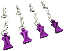 Hot Racing - 1/10 Purple Aluminum EZ Pulls (4pcs), Body Clips (8pcs) - Hobby Recreation Products