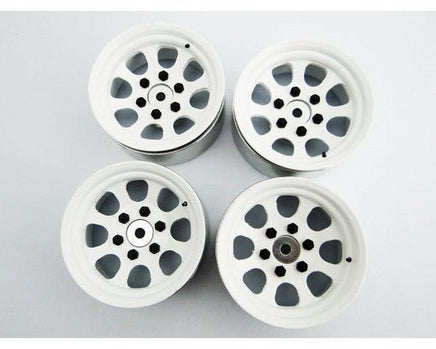Hot Racing - 6 Lug Wagon Style Hex Drive 1.9 Steel Stamped Bead Lock Wheels White - Hobby Recreation Products