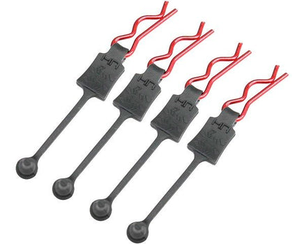 Hot Racing - Body Clip Retainers, for 1/8th Scale, Red (4pcs) - Hobby Recreation Products