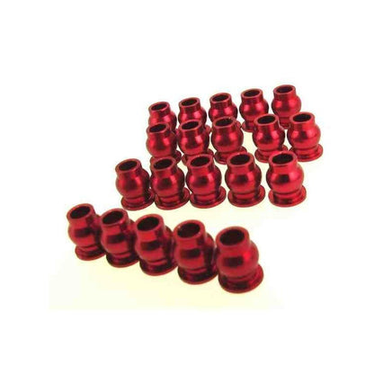 Hot Racing - Red Aluminum Hollow Ball Set (20) for Axial AX10, SCX10, Yeti, Scorpion - Hobby Recreation Products