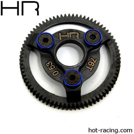 Hot Racing - Steel 76 Tooth 48 Pitch Spur Gear with Blue Washers, for Traxxas Slash - Hobby Recreation Products
