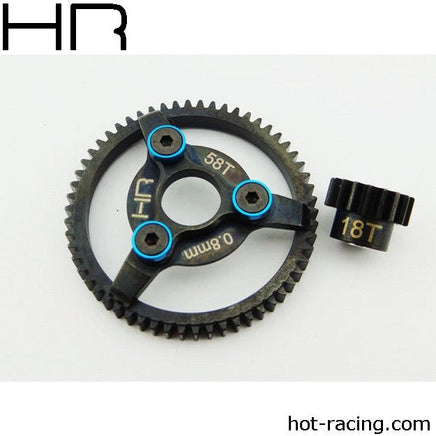 Hot Racing - Steel Pinion & Spur Gear Kit, 18/58 Tooth 32 Pitch (0.8Mod) - Hobby Recreation Products