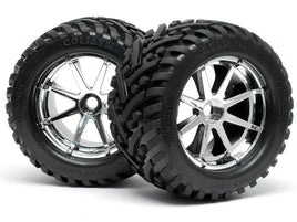 HPI Racing - Mounted Goliath Tire, 178X97mm, on Blast Wheel, Chrome, Savage X - Hobby Recreation Products