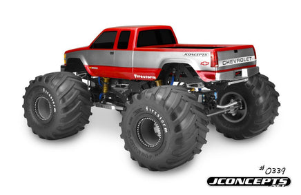 J Concepts - 1988 Chevy Silverado Extended Cab, Monster Truck Body-7" Width & 13" Wheelbase - Hobby Recreation Products