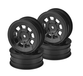J Concepts - 9 Shot 2.2" Front Wheel, Black, for B6.1, YZ2, XB2, RB7, KC, 4pcs - Hobby Recreation Products