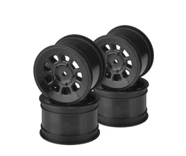 J Concepts - 9 Shot 2.2" Rear Wheel, Black, for B6.1/B74, YZ2/YZ4, XB2/XB4 4pcs - Hobby Recreation Products
