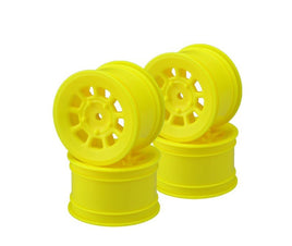 J Concepts - 9 Shot 2.2" Rear Wheel, Yellow, for B6.1/B74, YZ2/YZ4, XB2/XB4 4pcs - Hobby Recreation Products