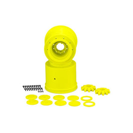 J Concepts - Aggressor 2.6 x 3.8" 17mm Hex Monster Truck Wheel, Yellow, w/ Interchangeable Hubs, Fits E-Revo 2.0 - Hobby Recreation Products