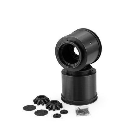 J Concepts - Aggressor 2.6 x 3.8" 17mm Hex Monster Truck Wheels, Black, Fits JConcepts 3084/3085 Tires - Hobby Recreation Products