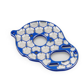 J Concepts - Aluminum +2mm Rear Motor Plate, Honeycomb, Blue, for DR10 / SR10 - Hobby Recreation Products